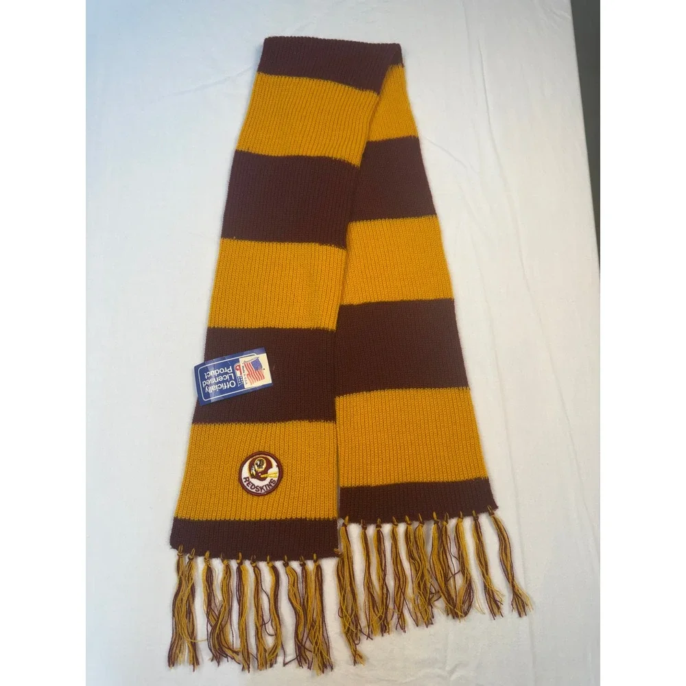 Vintage Washington Redskins Scarf NFL Striped Knit Burgundy‎ Gold Orlon USA NWT